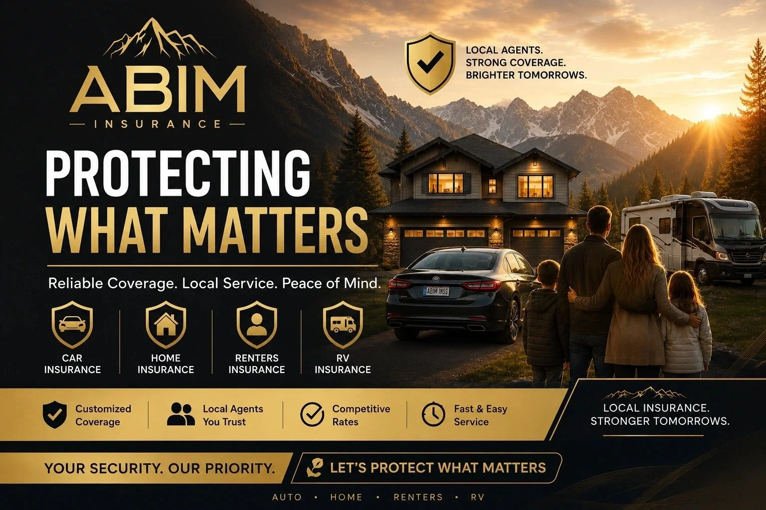 Colorado family protected by ABIM Insurance — auto, home, renters, and RV coverage
